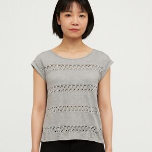 ANTHROPOLOGIE Crochet Linen Tee